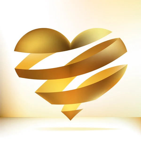 Golden heart on beidge. + EPS8 — Stock Vector