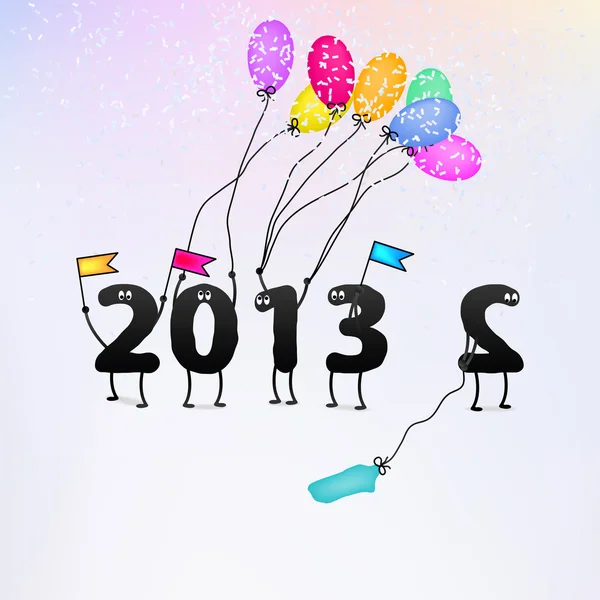 Komik 2013 yeni yıl tebrik kartı. + Eps8 — Stok Vektör