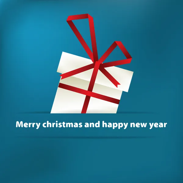 Blaue Weihnachtskarte mit Geschenk. + eps8 — Stockvektor