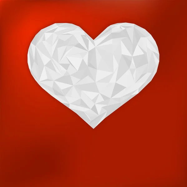 Origami cuore di carta su rosso. + EPS8 — Vettoriale Stock