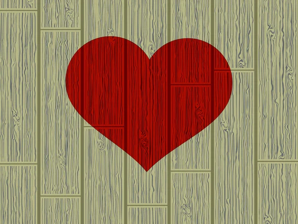 Valentine's day concept heart on wood. EPS 8 — Stock Vector