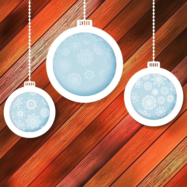 Boules de Noël en papier bleu sur un bois. SPE 10 — Image vectorielle