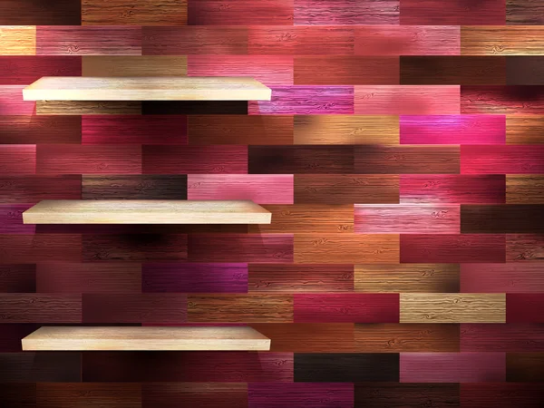 Mensola vuota per esposizione su legno colore. EPS 10 — Vettoriale Stock