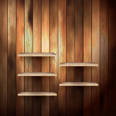 boş raf ahşap zemin üzerinde sergi için. EPS 10