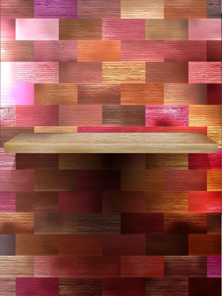 Leeres Regal für Exponate auf Holz in Farbe. Folge 10 — Stockvektor
