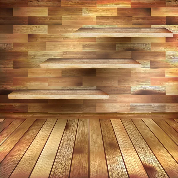 Chambre avec les étagères et le sol en bois. SPE 10 — Image vectorielle