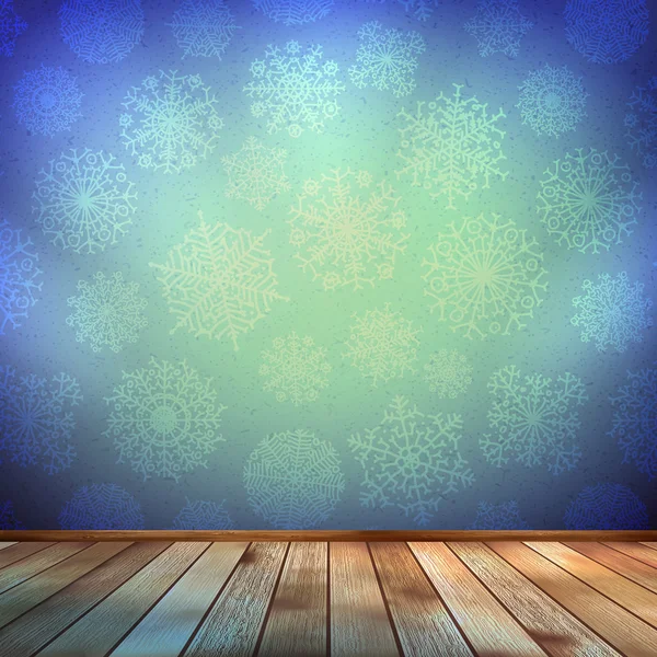 Kerstmis kamer en blauw muur. EPS 10 — Stockvector