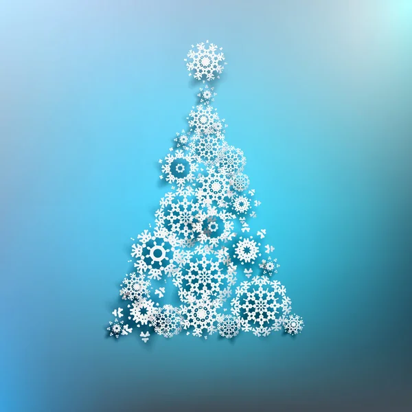 Albero di Natale di carta a base di fiocchi di neve. EPS 10 — Vettoriale Stock