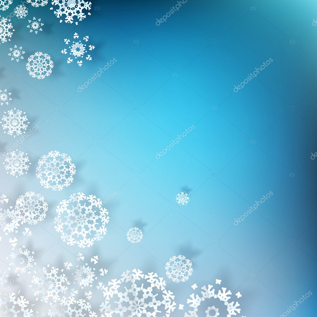 Blue Christmas background with white snowflakes and place for your text. EPS 10 vector