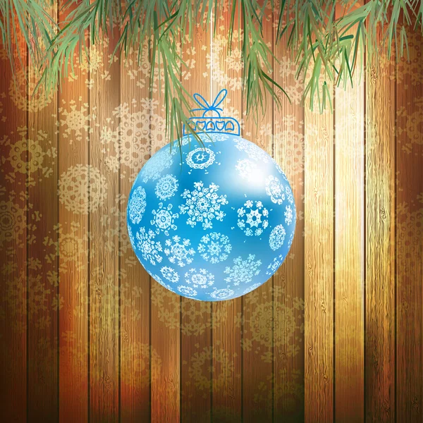 Christmas ball on a wooden background. EPS 10 — Stock Vector