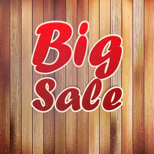 Big sale text on wooden wall. — Stock Vector