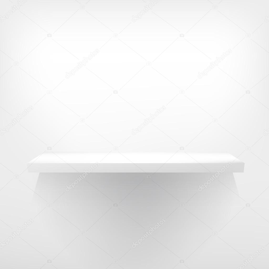 Detailed illustration of white shelves.