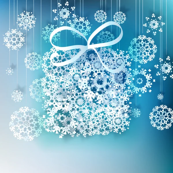 Caixa de presente de Natal feita de flocos de neve . — Vetor de Stock