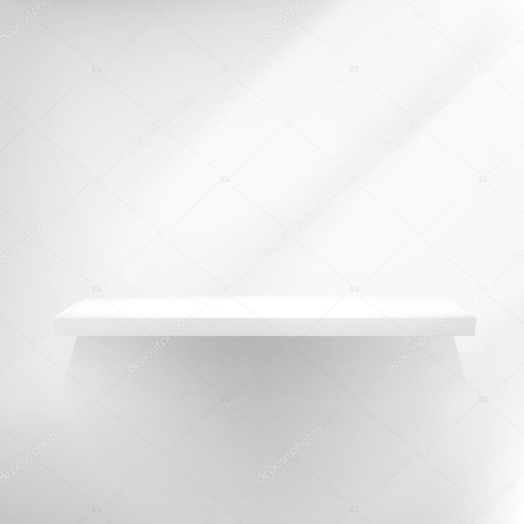 Detailed illustration of white shelves.