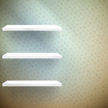 Big Sale 3d isolated Empty shelves for exhibit.
