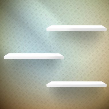 büyük bir satış üç boş beyaz raflar.