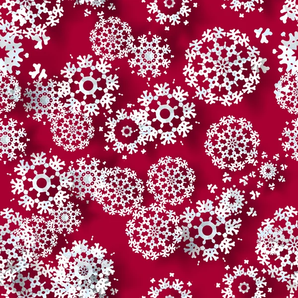 Rojo con copos de nieve de Navidad de papel azul . — Vector de stock