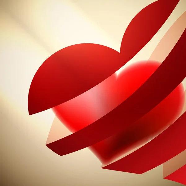 Lint rode harten met licht. + Eps10 — Stockvector