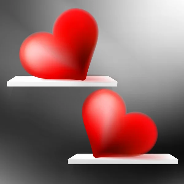 Glanzende Valentine harten op plank. + Eps10 — Stockvector