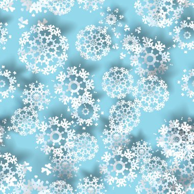 Blue with paper christmas snowflakes.