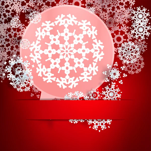 Navidad con burbuja de habla y copos de nieve . — Vector de stock