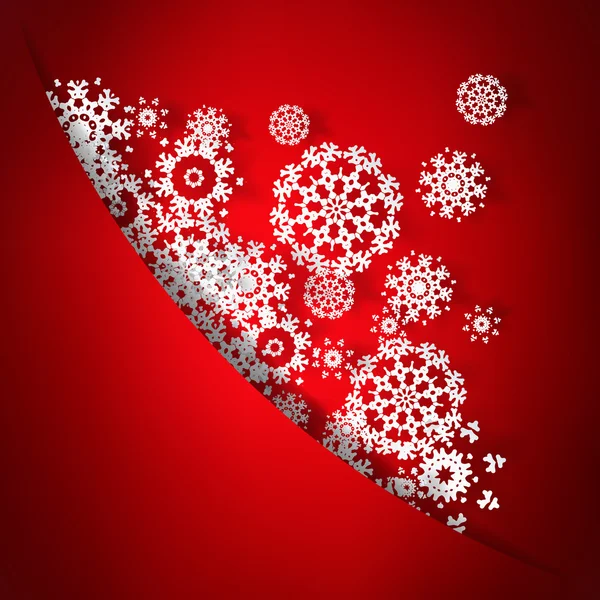 Red christmas card with snowflakes. + EPS10 — Stock Vector