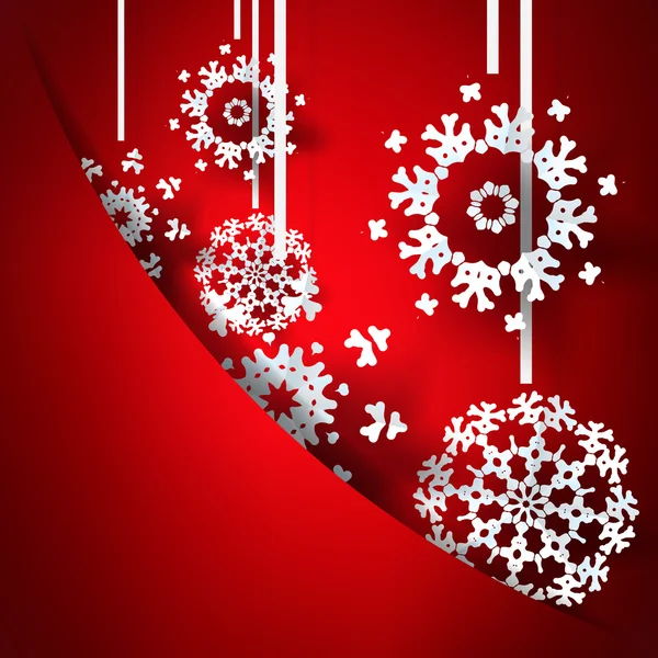 Czerwona kartka świąteczna z płatki śniegu. + eps10 — Wektor stockowy
