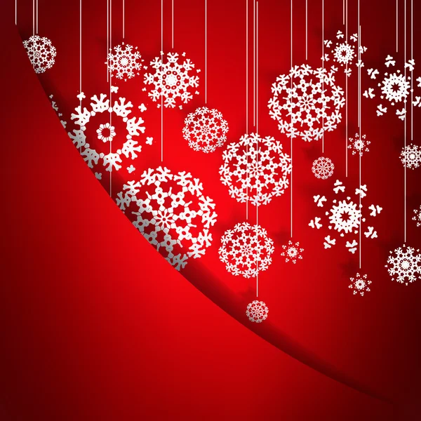 Красная рождественская открытка со снежинками. + S10 — стоковый вектор