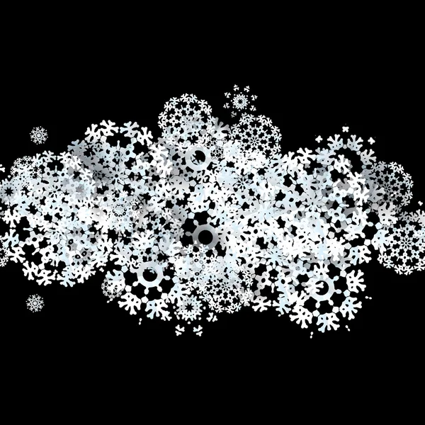 Zwarte achtergrond met sneeuwvlokken. + eps10 — Stockvector