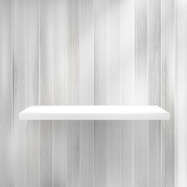 Boş beyaz ahşap kitaplık. + eps10