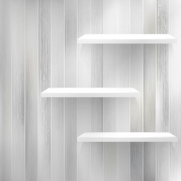 Layers Blank white wooden bookshelf. + EPS10