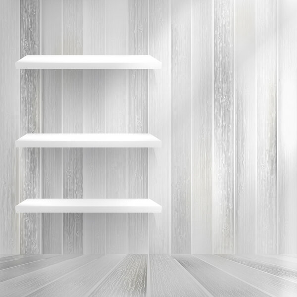 Пустая деревянная полка на старой стене. + S10
