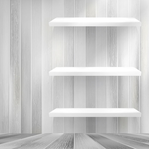 Слои Чистые белые деревянные книжные полки. + S10
