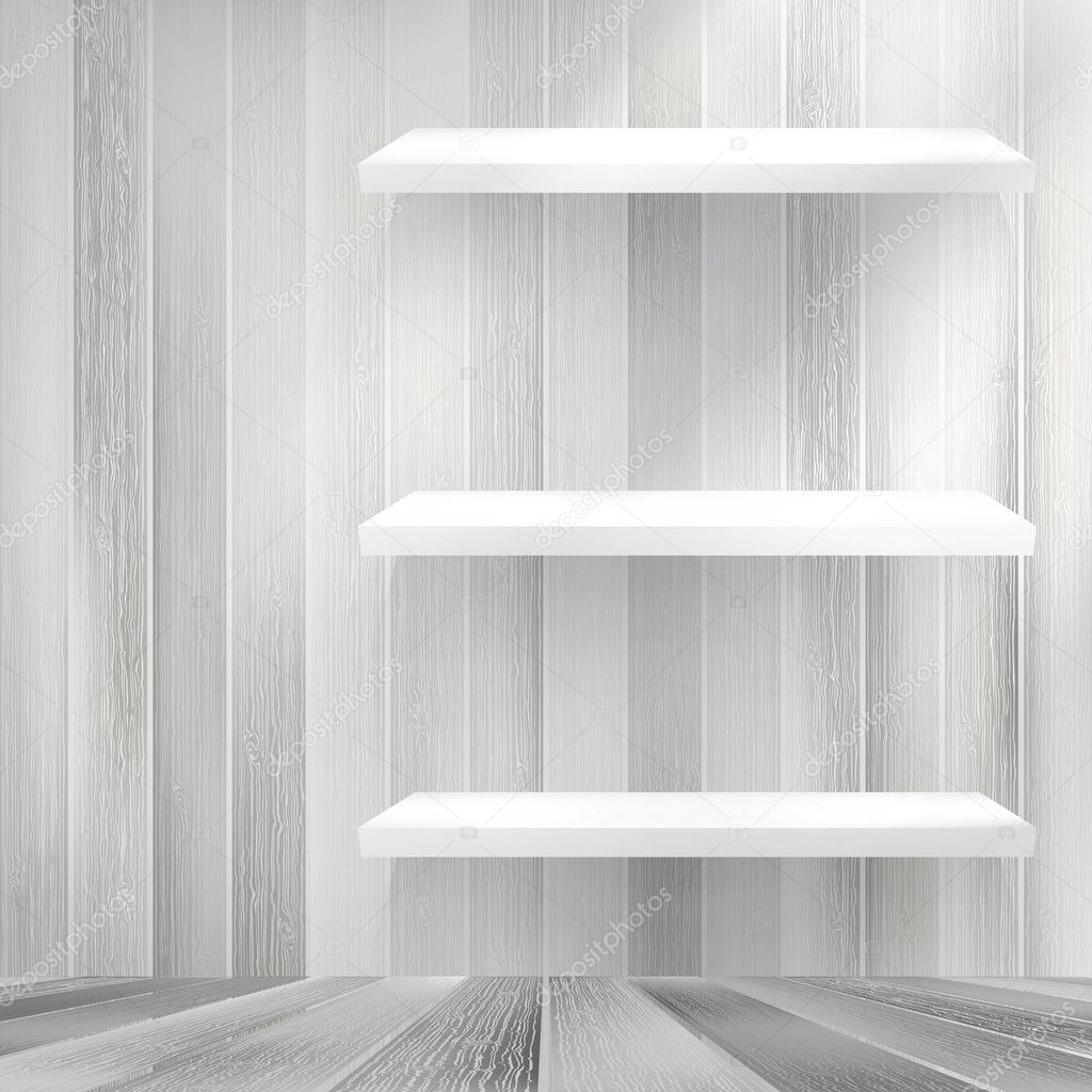 Layers Blank white wooden bookshelf. + EPS10