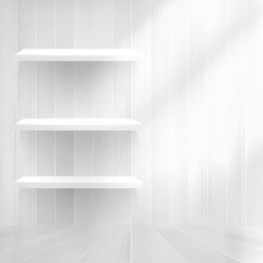 boş ahşap raf üzerinde duvar eski. + eps10