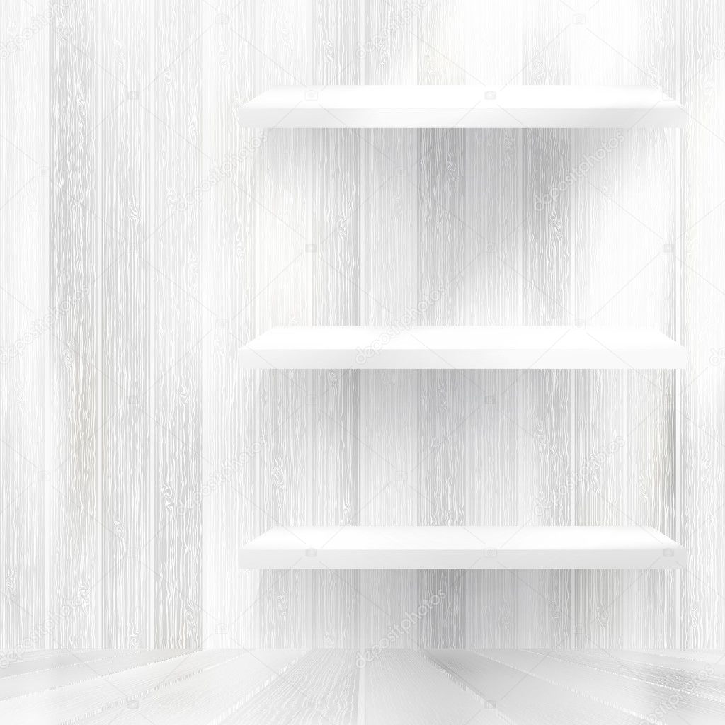 Layers Blank white wooden bookshelf. + EPS10