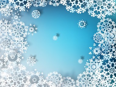 Kış arkaplanı için kağıt kar taneleri