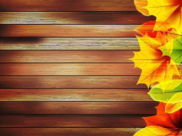 Autumn listowie w starych drewnianych. Plus eps10 — Wektor stockowy