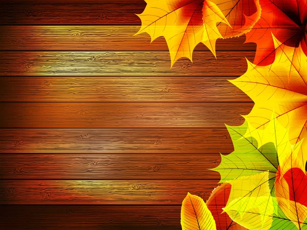 Feuilles d'automne sur vieux bois. plus EPS10 — Image vectorielle