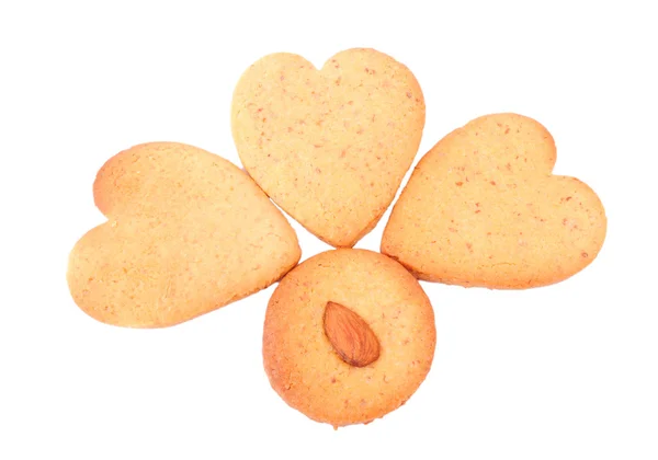 Heart shaped cookies. Homemade sweet ginger cookies on white background — Stock Photo, Image