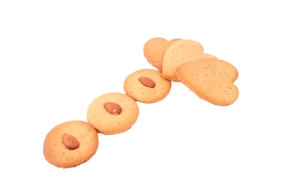 Καρδιά σχήμα cookies. σπιτικά γλυκά μπισκότα τζίντζερ σε άσπρο φόντο — Φωτογραφία Αρχείου