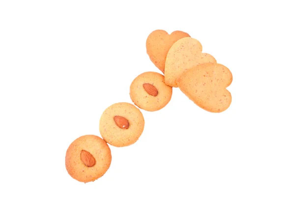 Καρδιά σχήμα cookies. σπιτικά γλυκά μπισκότα τζίντζερ σε άσπρο φόντο — Φωτογραφία Αρχείου