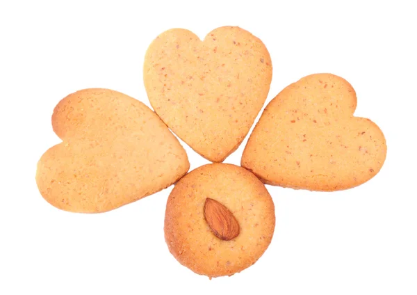 Heart shaped cookies. Homemade sweet ginger cookies on white background — Stock Photo, Image