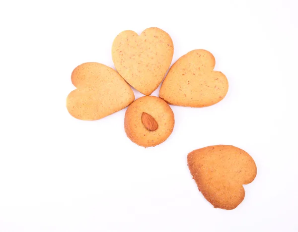 Heart shaped cookies. Homemade sweet ginger cookies on white background — Stock Photo, Image