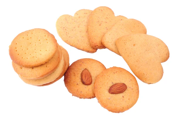 Galletas en forma de corazón. Galletas dulces de jengibre caseras aisladas sobre fondo blanco —  Fotos de Stock