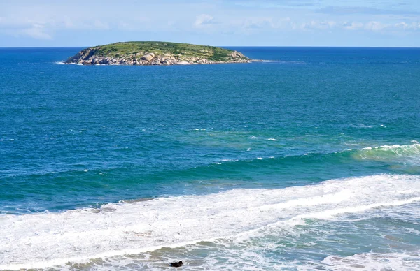 Okyanusta küçük bir ada. Avustralya güzel sahil şeridi — Stok fotoğraf