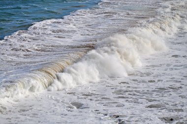 kıyı closeup görünümü. deniz manzarası, Güney Avustralya. Okyanus dalgaları Avustralya sahilinde