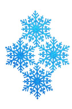 Mavi pırıltılı kar taneleri. Noel süsü. Noel dekorasyon