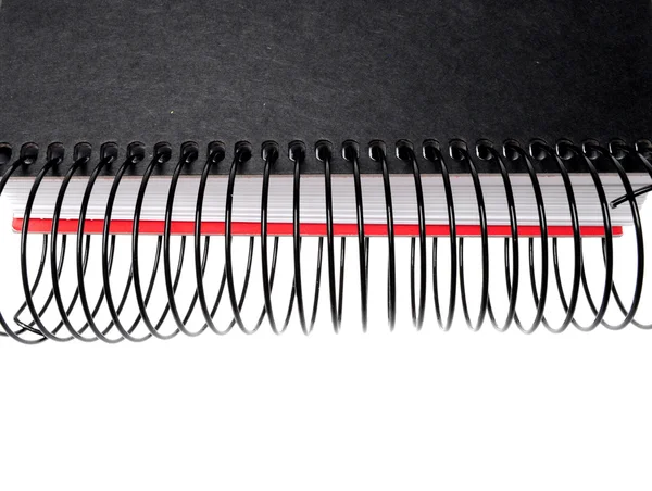 Caderno espiral preto isolado no fundo branco — Fotografia de Stock