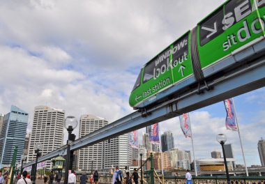 bir tek ray üzerinde ortak street sydney darling harbour bölgesinde çalışır. Monoray Sidney cbd bir benzersiz toplu taşıma sistemidir